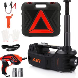 Electric Car Jack Kit 5 Ton 12V Hydraulic, Impact Wrench Lift Range 5.9-17.7in, Fits Sedan SUV MPV Truck, 350 N·m Torque, 35L/min Pump, 150 PSI Gauge, Floor Jack