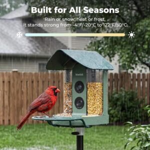 Smart Bird Feeder with 4K AI Camera Solar Powered, 8MP Photos