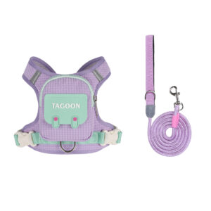 Cat Harness and Leash Set Escape Proof Adjustable Kitten Harness Breathable Mesh Vest Cat Walking Harnesses with Reflective Strips and Flower for Kitty Puppy Bunny (XS) - L, Purple