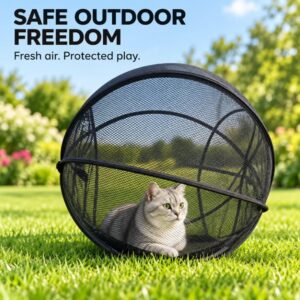 360° Panoramic Pop-Up Rolling Cat Playpen Ball, Outdoor Cat Ball Cage